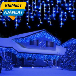 600 LED-es karácsonyi jégcsap fényfüzér, izzósor, 30 m-KÉK